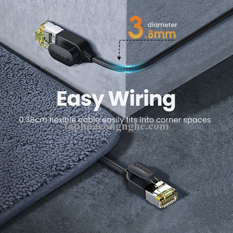 Ugreen 80418 3M 10Gbps màu đen cáp mạng CAT7 siêu mỏng nhỏ 0.38mm NW149 30080418